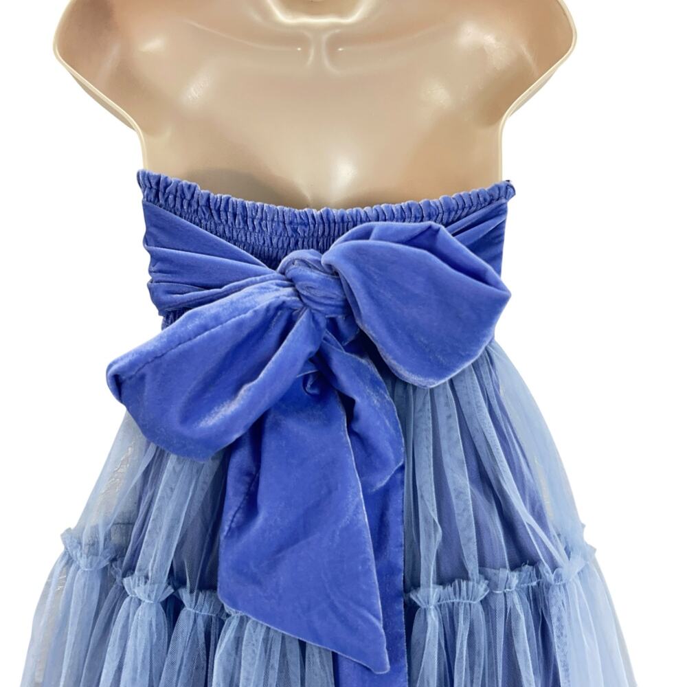 Free People Blue Velvet Tulle Strapless Mini Dress Women’s XS NWT Party - Picture 4 of 12